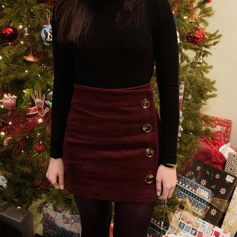 Altered state and Burgundy Skirt with Button Detail